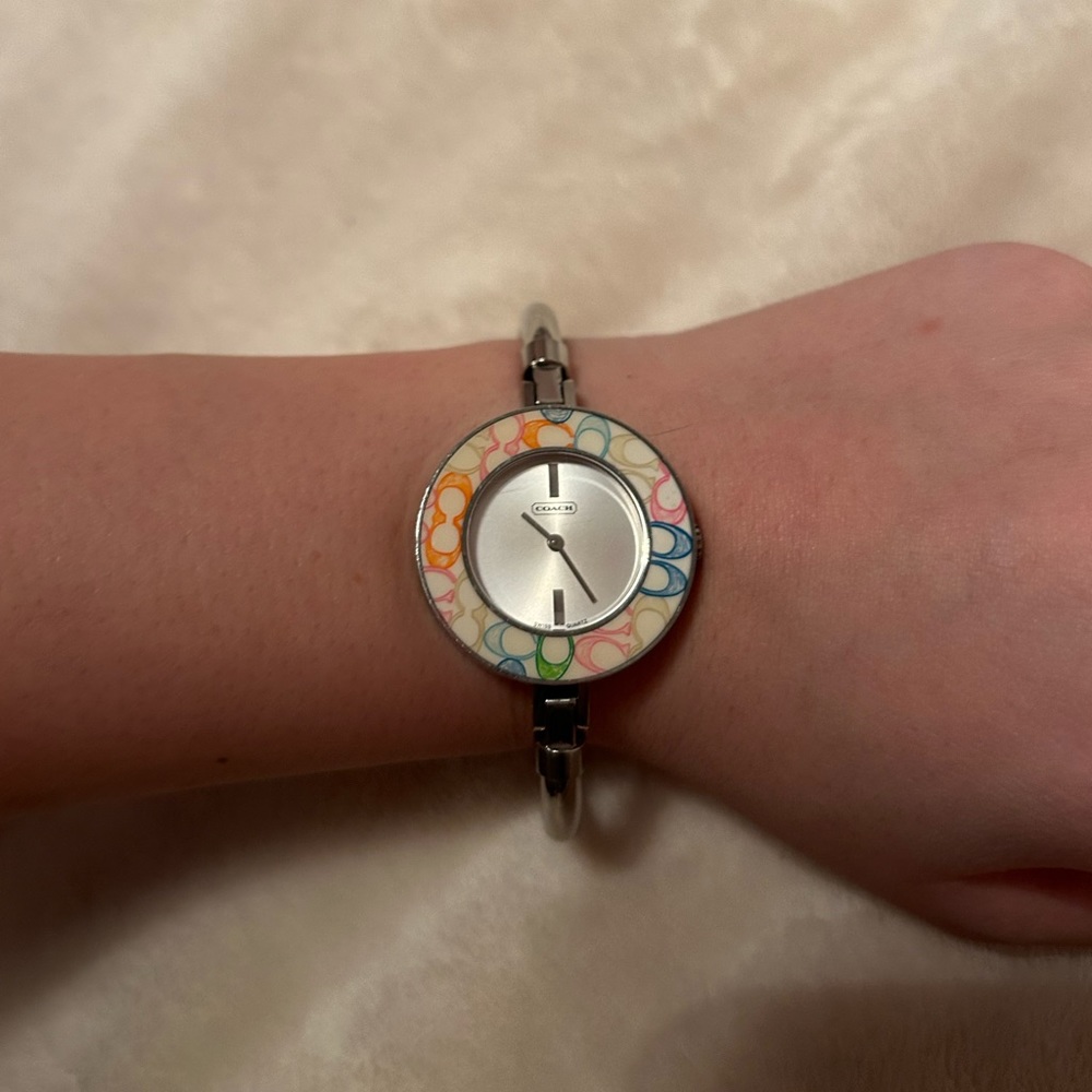 Coach Women’s Watch - rainbow interchangeable disc with white face
